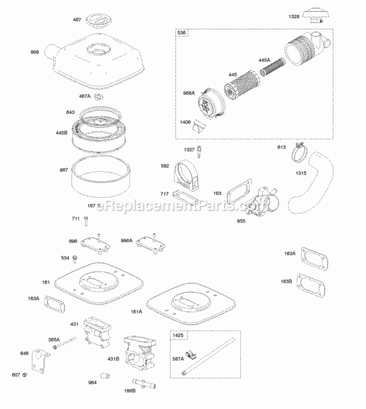 Air Cleaners Diagram and Parts List for 613477-1202-E1  Briggs and Stratton Engine